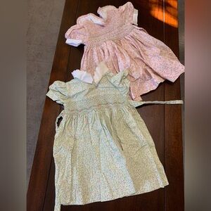 Carriage Boutique Pink & Mint Floral Smocked Girls' Dresses